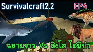 ฉลามขาวต่อสู้สิงโต หมาป่า ไฮยีน่า Shark Vs Lion&Hyena&Wolf | survivalcraft2.2 EP4 [พี่อู๊ด JUB TV]