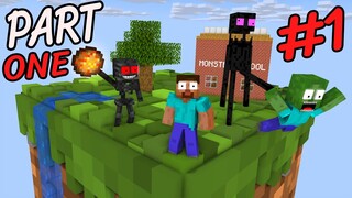 ESCAPE IN SKY ISLAND - SKYBLOCK CHALLENGE PART 1 - MINECRAFT MONSTER SCHOOL CHALLENGE