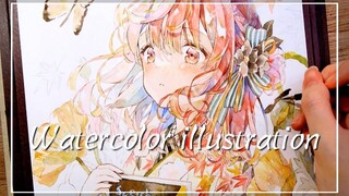 アナログイラストメイキング｜Watercolor painting｜Transparent watercolor｜スケッチブックの日