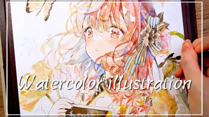 アナログイラストメイキング Watercolor Painting 透明水彩 スケッチブックの日 Bilibili