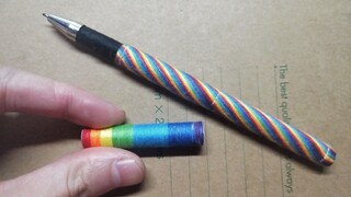 [Paper + Line] Make a rainbow pen with homework paper and lines~