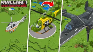 Minecraft FAMILY HELICOPTER HOUSE BUILD CHALLENGE : NOOB vs PRO vs HACKER / Animation