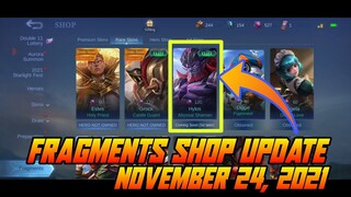 Fragments Shop Update November 24, 2021 Original Server | New Added Elite Skin for Free | MLBB