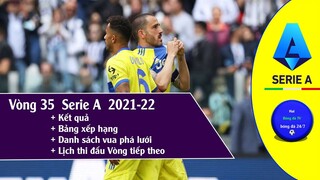 Kết quả & Bảng xếp hạng Vòng 35 Giải VĐQG Italia Serie A 21/22 lịch thi đấu vòng tiếp theo