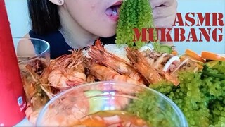 ASMR MUKBANG SEAFOOD GRILLED SHRIMP SQUID WITH SEAWEED | EATING SHOW | NO TALKING