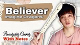 BELIEVER (Imagine Dragons) - Recorder Flute Cover with Easy Letter Notes and Lyrics