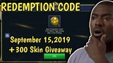 Redemption Code in Mobile Legends | September 15,2019 + 300 Skin Giveaway
