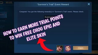New event how to earn more trial points to win free Chou Dragon Boy skin Survivors Trial | MLBB