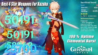 Sacrificial Sword Best 4 Star Weapons For Kazuha - Open World - Abyss Showcase