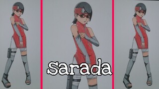 CARA MENGGAMBAR SARADA || HOW TO DRAW SARADA FULL BODY