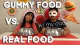 Gummy Food vs. Real Food Challenge!!! ( EATING SQUID?!?! )