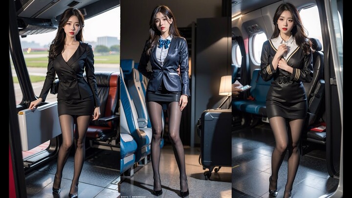 [4K] flight stewardess uniform lookbook part 5 | AI Lookbook #lookbook  #beauty