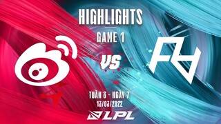 WBG vs RA | Highlights - Game 1 | Tuần 8 Ngày 7 | LPL Mùa Xuân 2022