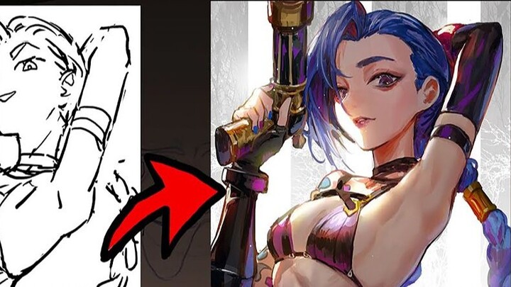 How to draw armpit muscles? Draw a Jinx and show you a demonstration!
