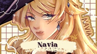 Navia from GENSHIN IMPACT 🥐🎂🍩FANART🕶️💛🧡