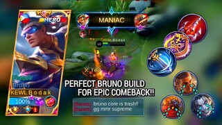 PERFECT BRUNO BUILD (INSANE EPIC COMEBACK) | BRUNO BEST BUILD AND EMBLEM MLBB - Master Bodak