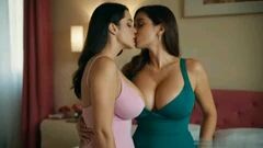 Lesbian kissing seen