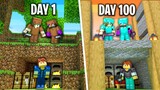 Can I Survive 100 DAYS against 2 HUNTERS in Minecraft?