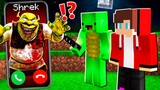 Why Creepy Shrek CALLING at NIGHT to JJ and MIKEY ? - in Minecraft Maizen