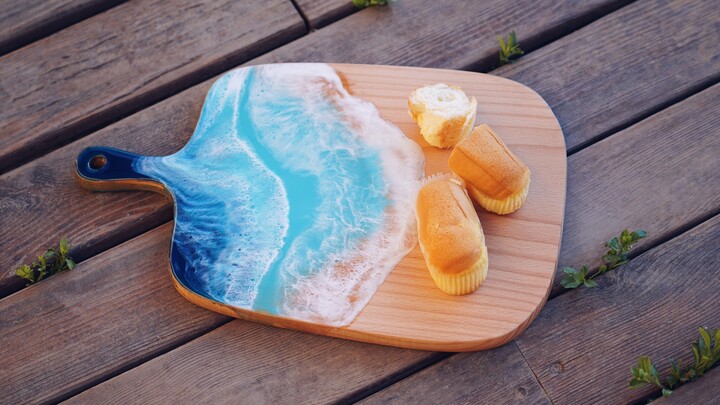 【Resin】Making a seascape chopping board