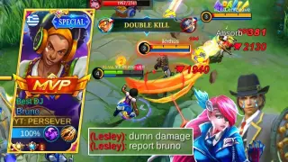 LESLEY AND KHUFRA TRIED TO BULLY ME GONE WRONG!! | BRUNO BEST BUILD AND EMBLEM SET 2022 | MLBB