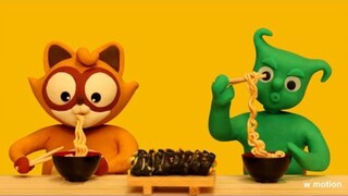 "Clay Stop Motion Animation" adalah ramen rakun yang sedikit imut dan imut