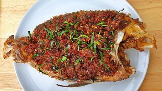 ปลาราดพริก (สูตรคุณพ่อ) ปลาทอด ทำง่าย เครื่องปรุงน้อย Thai Food Fried fish with chilli sauce recipe