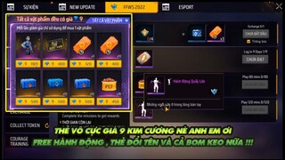 Free Fire | Sự kiện tặng Free hành động và thẻ đổi tên free bom keo quá nhiều quà