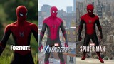 Spider-man Far From Home Suit Comparison In Fornite,Marvel's Spider-Man Game And Avengers Game