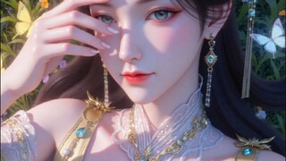 Jin Ping’er duduk di bawah pohon plum tua, rambutnya dibiarkan terurai, diterpa angin senja