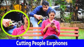 Cutting People Earphones Prank | Prakash Peswani Prank |