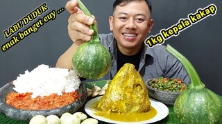 MUKBANG KEPALA IKAN  KAKAP SUPER JUMBO + LALAPAN JENGKOL MENTAH SAMBAL TERASI IKAN ASIN