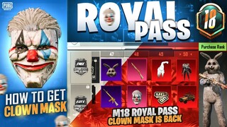 M18 Royal Pass Leaks | Clown Mask Is Back | How To Get Clow Mask In Pubg Mobile | Not Charlie