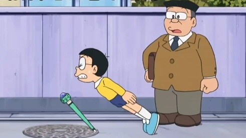 Doraemon: Nobita uses ski poles to change gravity and makes Fat Tiger and Suneo doubt their lives