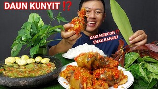 TUNJANG SAMBEL MERCON + LALAP JENGKOL MENTAH + DAUN JAMBU + DAUN KUNYIT  DAUN LEUNCA SAMBEL GOANG