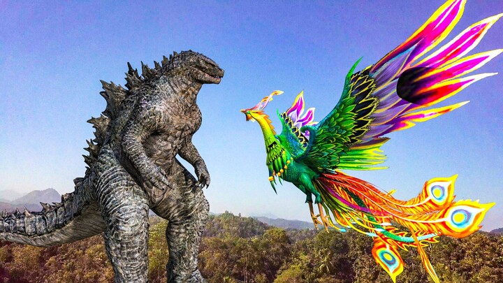 Giant Phoenix Bird Snatches Godzilla into the Sky