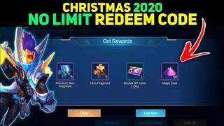 CHRISTMAS NO LIMIT REDEEM CODES UPDATE 2020 || MOBILE LEGENDS
