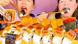 UNAGI (EEL) SUSHI, CALIFORNIA MAKI, TOBIKO GUNKAN MAKI, NIGIRI | JAPANESE FOOD MUKBANG