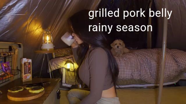 Grilled pork belly in a rainy season ❤