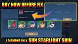 Legit 1 Diamond For Sun Starlight Skin 😱 | Buy Now Before They Fix | MLBB