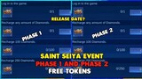 SAINT SEIYA EVENT PHASE 1 AND PHASE 2 FREE TOKENS RELEASE DATE || MOBILE LEGENDS