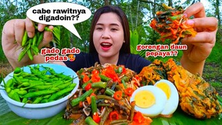 PEDAS NAGIH GABISA BERENTI⁉️ MAKAN CABE RAWIT HIJAU GADO GADO PEDAS GORENGAN DAUN PEPAYA MUKBANG