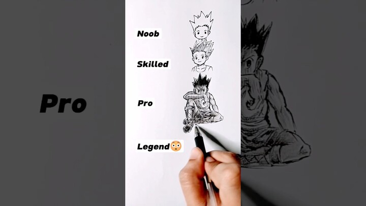 How to Draw Gon | HunterxHunter in different levels 😳 #shorts #anime #drawing