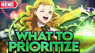 BEST WAY TO PRIORITIZE & PROGRESS UR *GLB* ACCOUNT DAY 1 (GEAR, UNITS & MORE) - BLACK CLOVER MOBILE