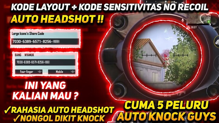 AUTO HEADSHOT !! KODE SENSITIVITAS TERBAIK NO RECOIL DAN KODE LAYOUT SETTINGAN 4 JARI - PUBG MOBILE