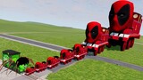 Big & Small Deadpool the Tank Engine vs Choo-Choo Charles LEGO HULK Train | BeamNG.Drive