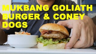 Mukbang Goliath Burger & Coney Dogs (ASMR Korea USA UK Hongkong Philippines Singapore Thailand)