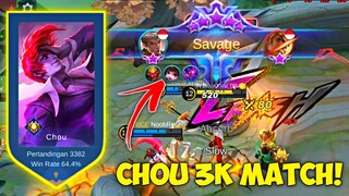 CHOU 3000 MATCH IS REAL!!! BUILD TERSAKIT CHOU 2021 AUTO SAVAGE - JEFF CHOU MOBILE LEGENDS