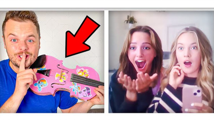 [Pretend to be a pig and eat a tiger] Use your daughter’s violin to pretend to be a beginner and ran
