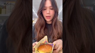 trying viral BTS burger at the Korean convenience store ASMR #BTS #koreanfood #mukbang #korea